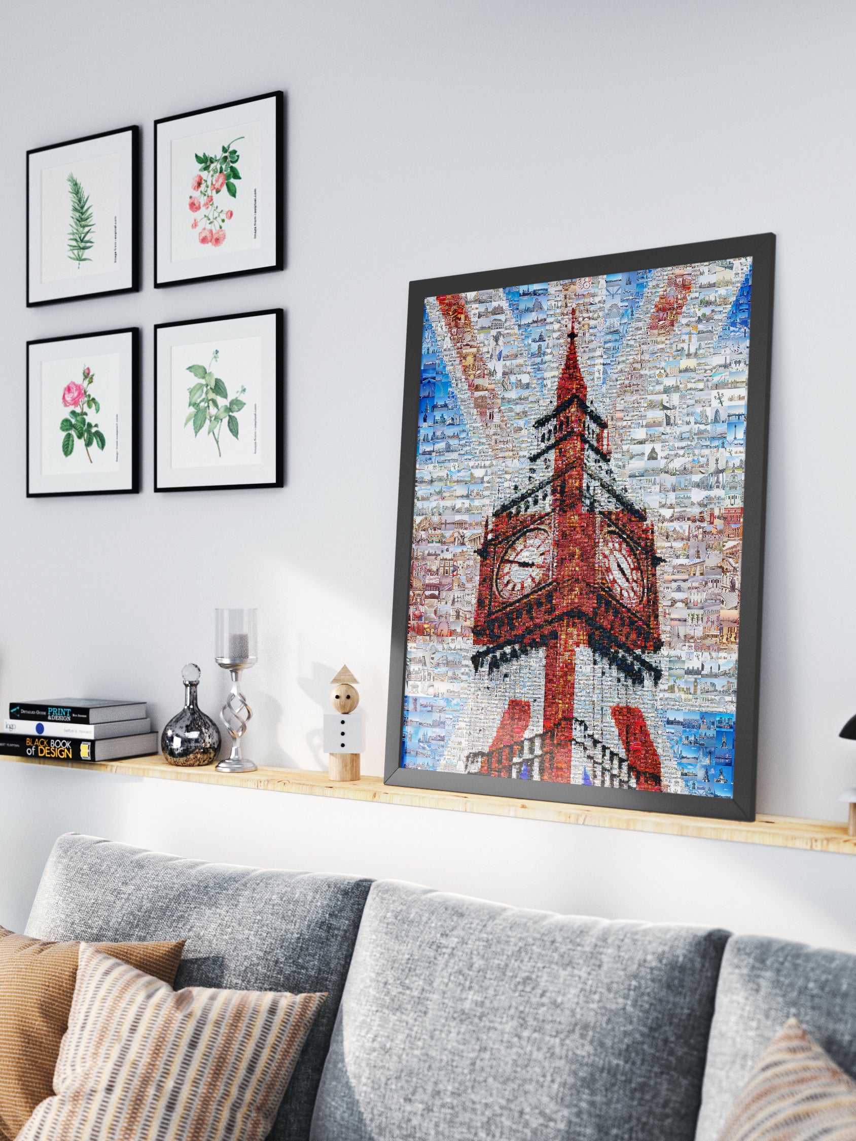 Stunning London Mosaic Art Featuring Big Ben and Iconic Red Bus - Perfect for Home Decor AtelierMosaics