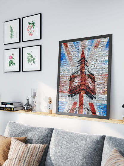 Stunning London Mosaic Art Featuring Big Ben and Iconic Red Bus - Perfect for Home Decor AtelierMosaics