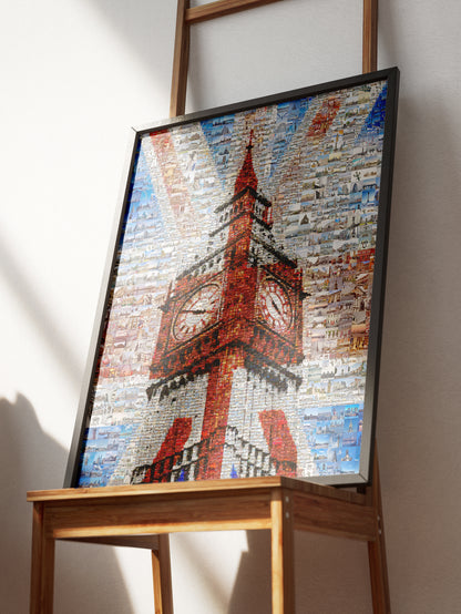 Stunning London Mosaic Art Featuring Big Ben and Iconic Red Bus - Perfect for Home Decor AtelierMosaics