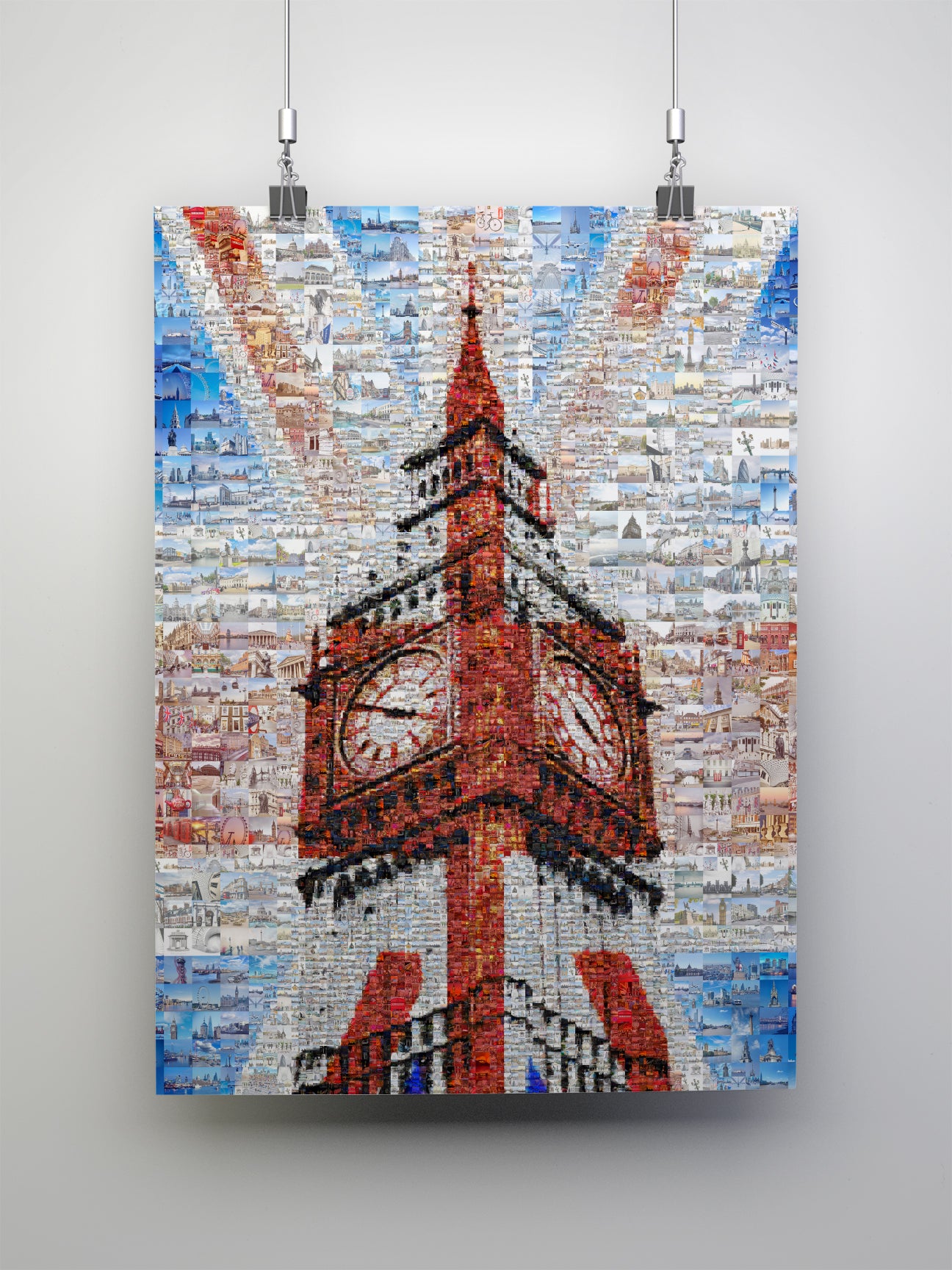 Stunning London Mosaic Art Featuring Big Ben and Iconic Red Bus - Perfect for Home Decor AtelierMosaics