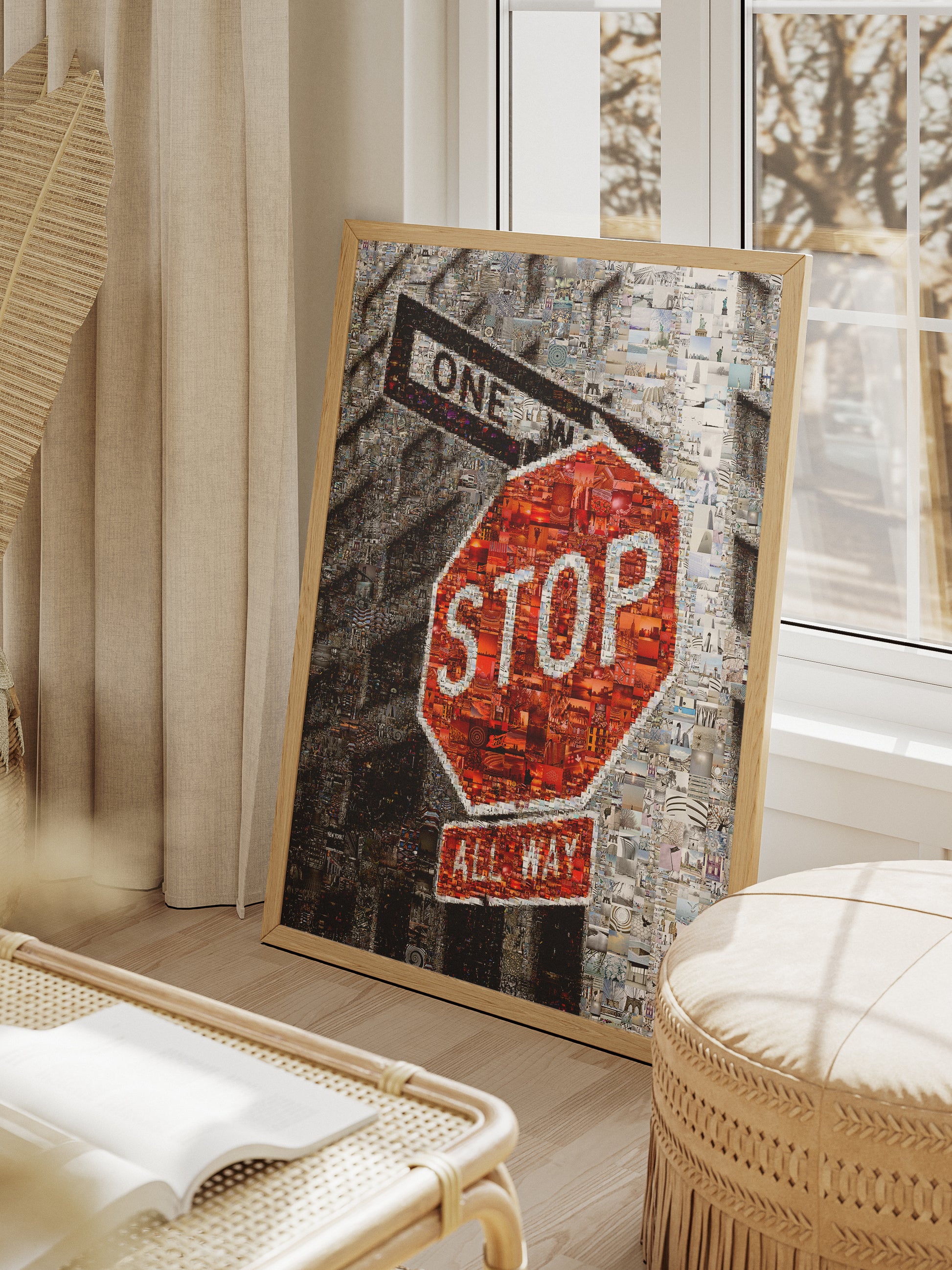 Vibrant Mosaic Stop Sign Artwork - Unique Urban Wall Decor for Home or Office AtelierMosaics