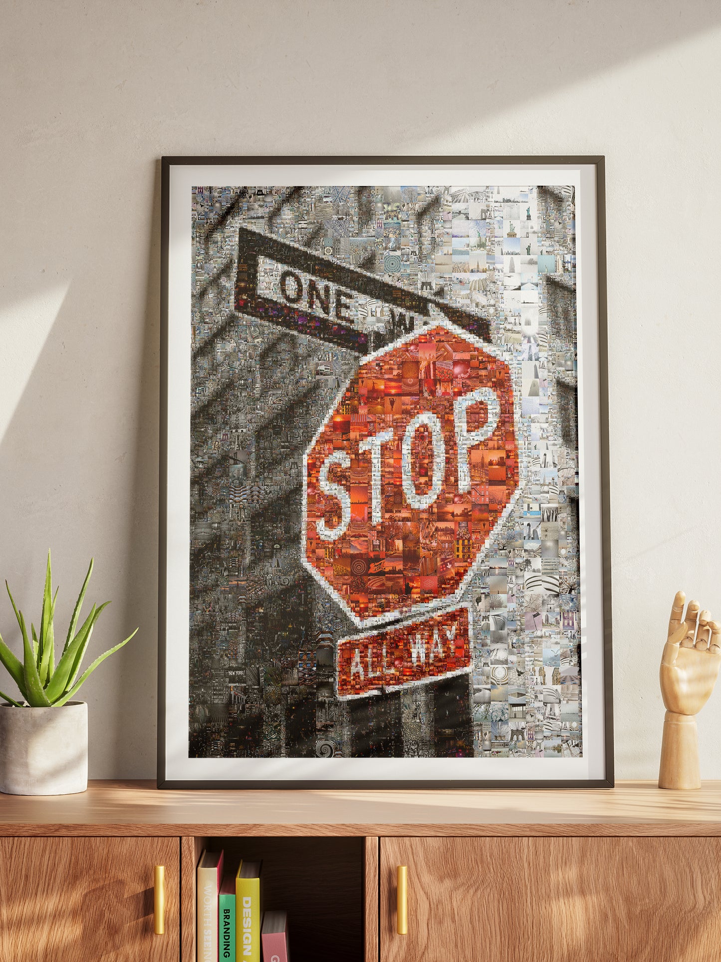 Vibrant Mosaic Stop Sign Artwork - Unique Urban Wall Decor for Home or Office AtelierMosaics