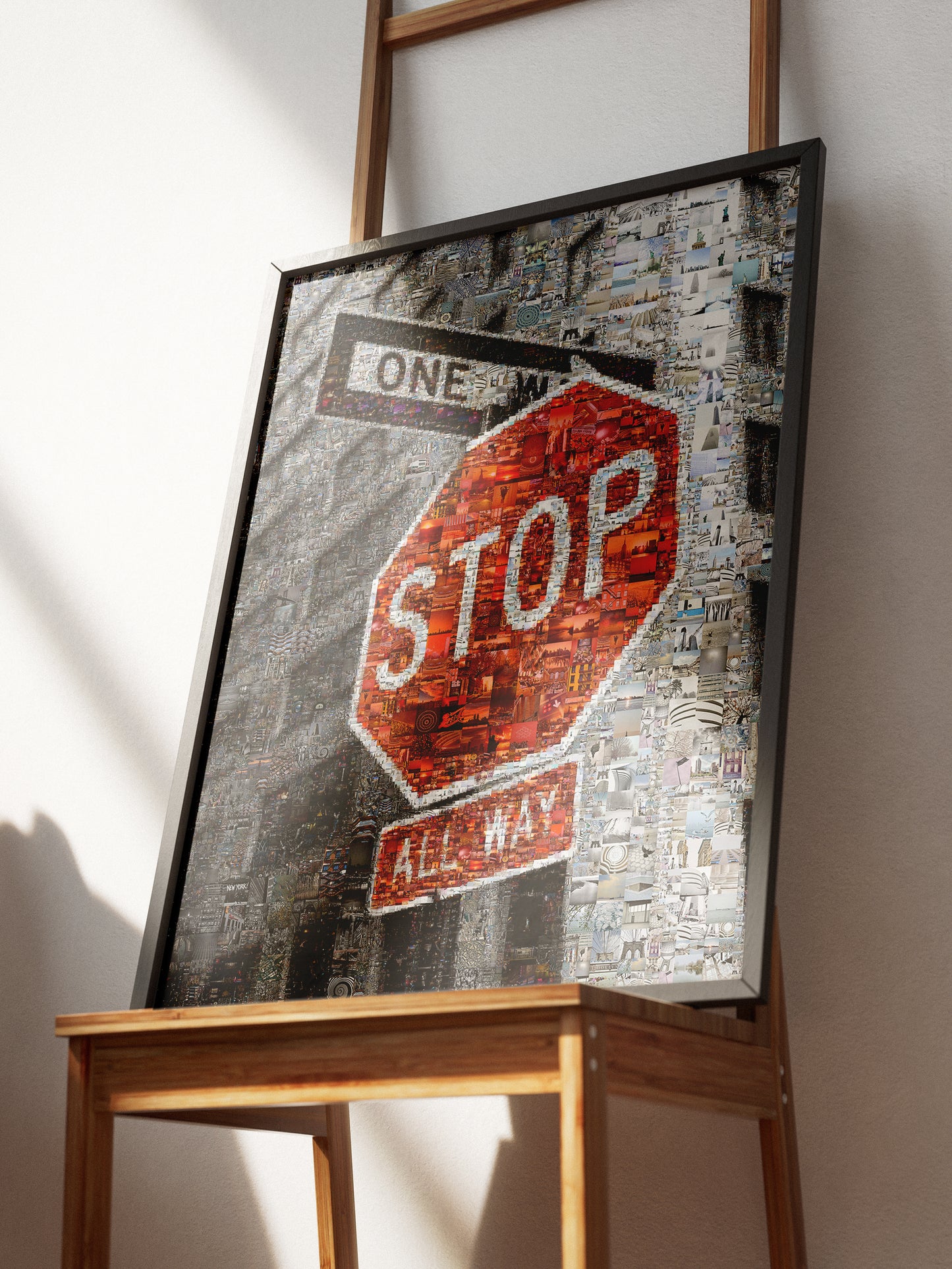 Vibrant Mosaic Stop Sign Artwork - Unique Urban Wall Decor for Home or Office AtelierMosaics