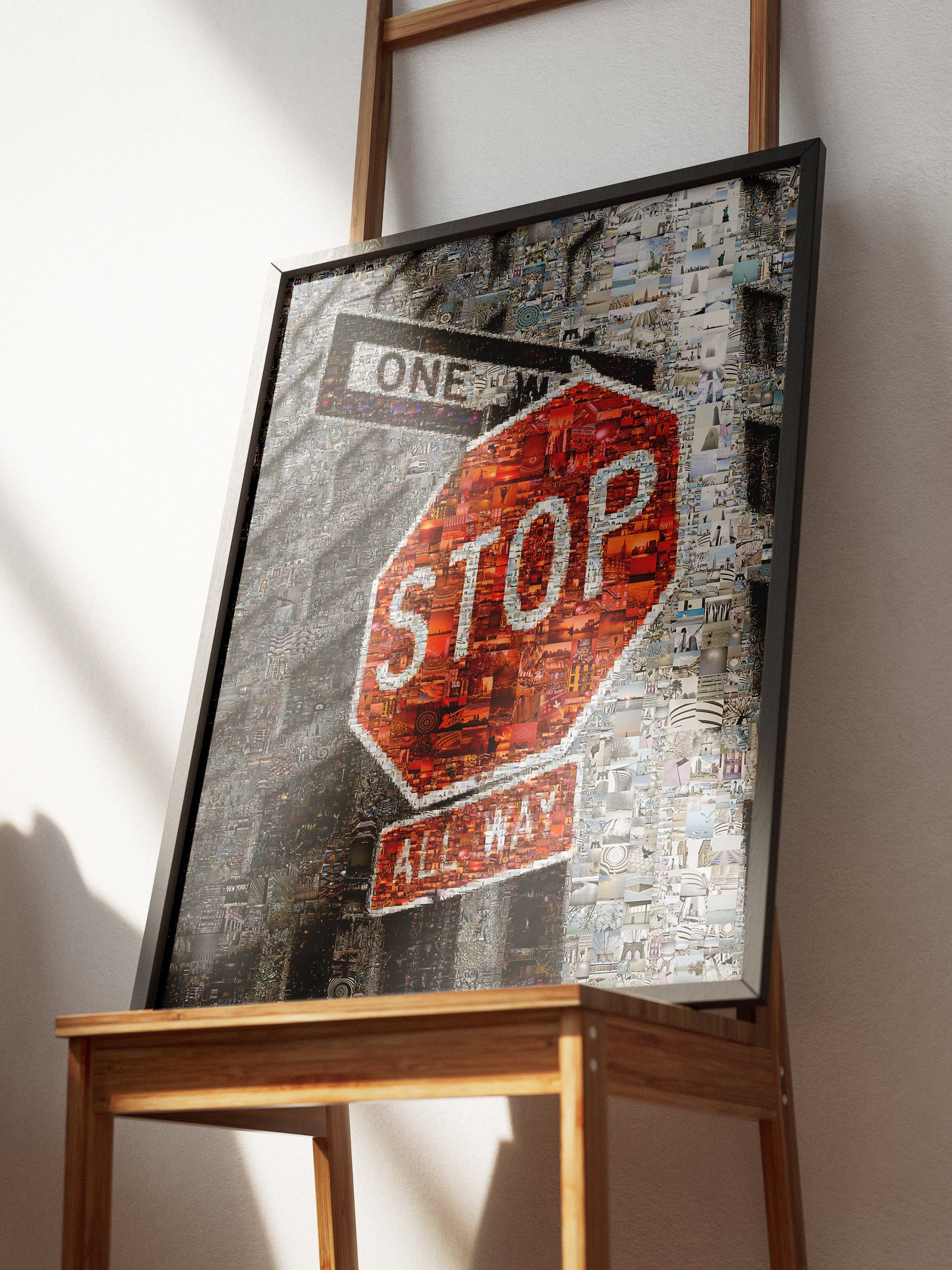 Vibrant Mosaic Stop Sign Artwork - Unique Urban Wall Decor for Home or Office AtelierMosaics