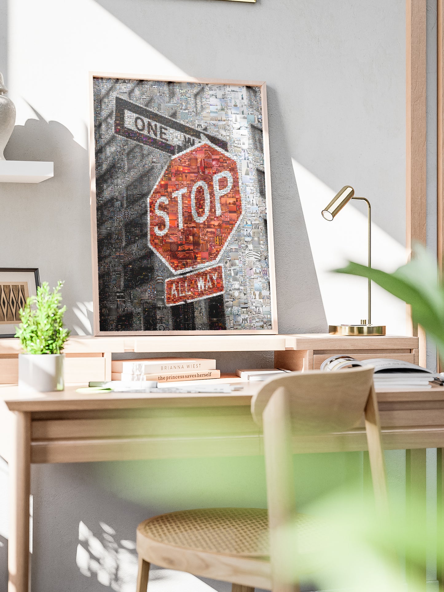 Vibrant Mosaic Stop Sign Artwork - Unique Urban Wall Decor for Home or Office AtelierMosaics