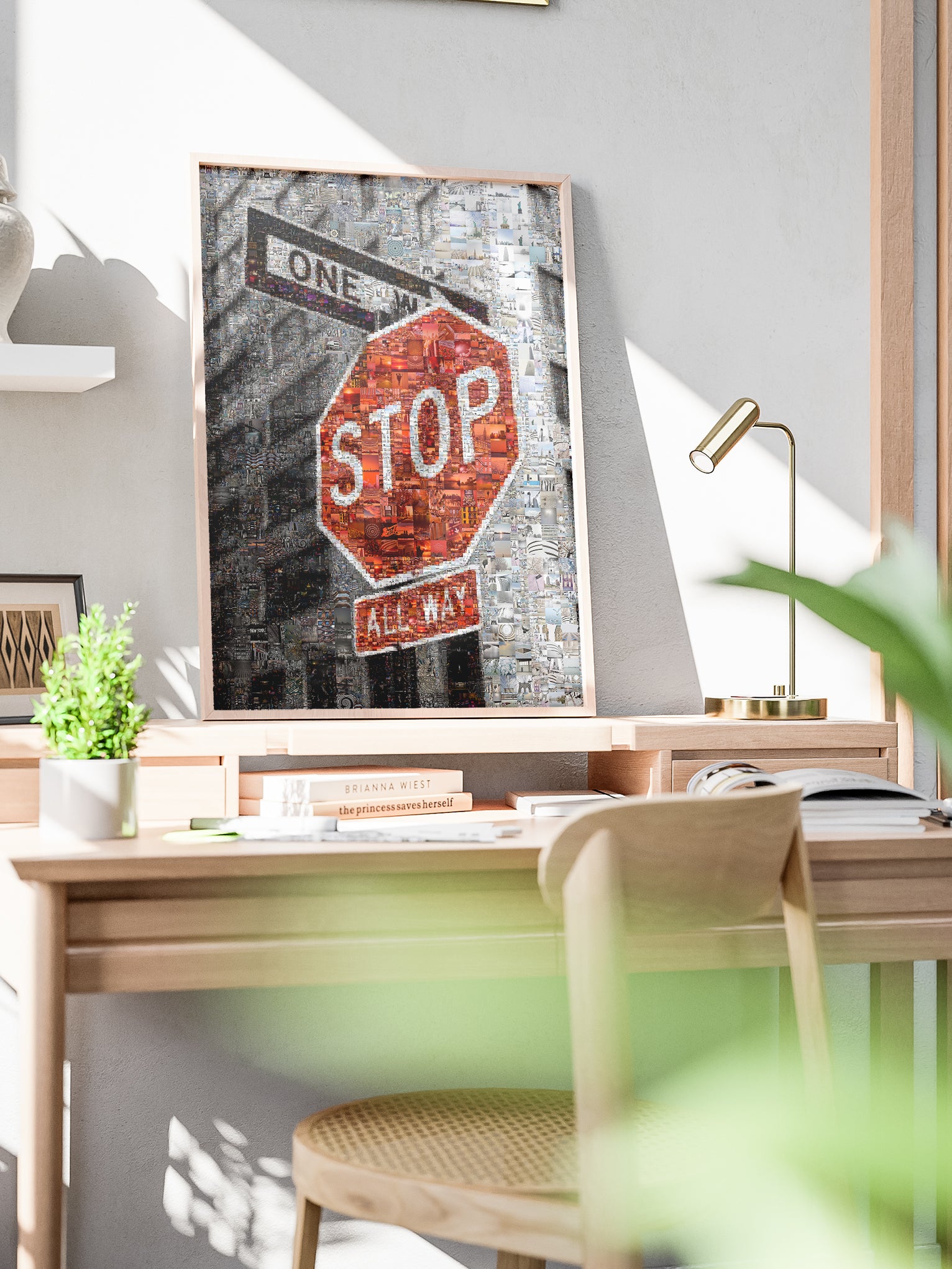 Vibrant Mosaic Stop Sign Artwork - Unique Urban Wall Decor for Home or Office AtelierMosaics