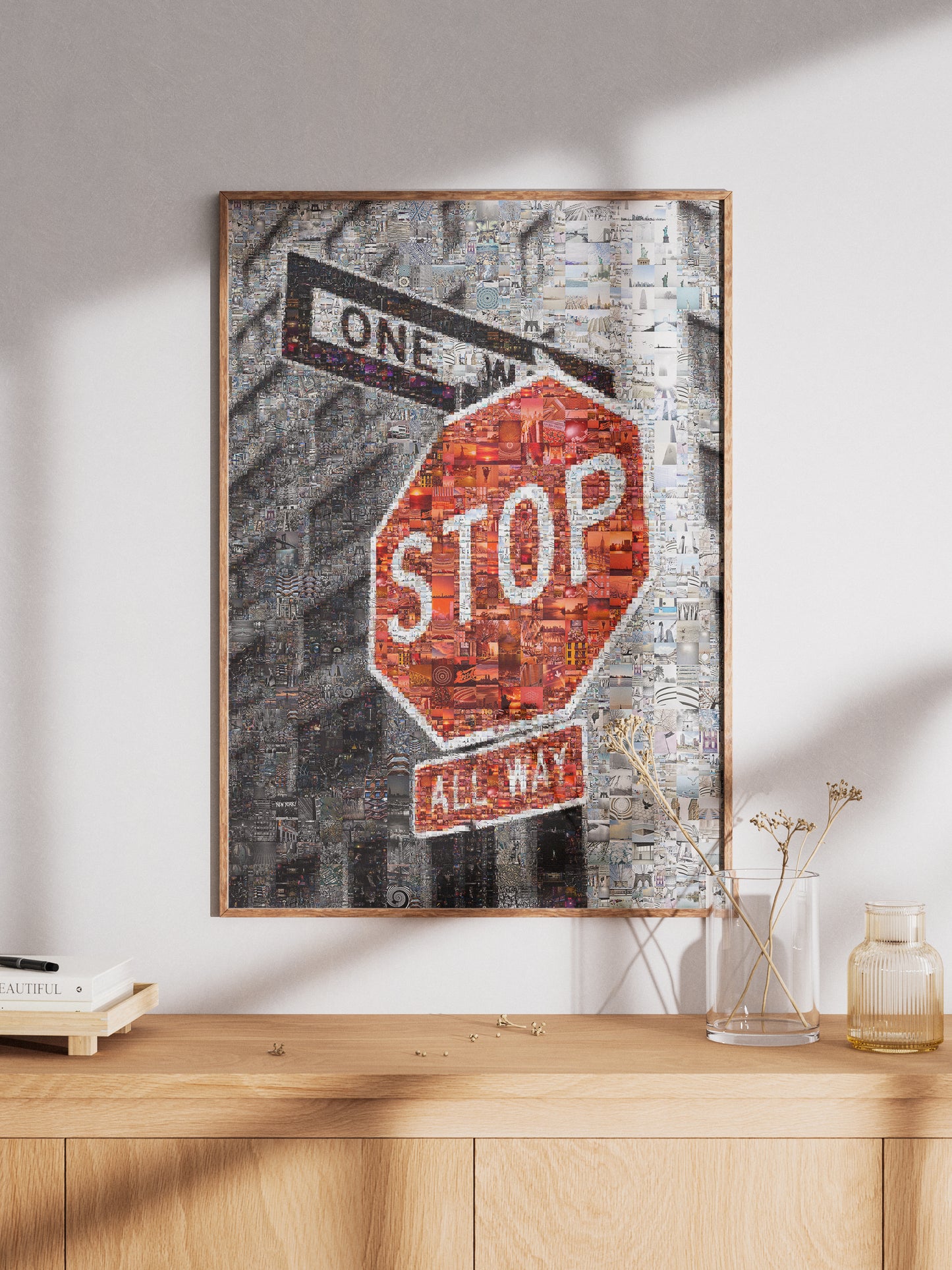 Vibrant Mosaic Stop Sign Artwork - Unique Urban Wall Decor for Home or Office AtelierMosaics