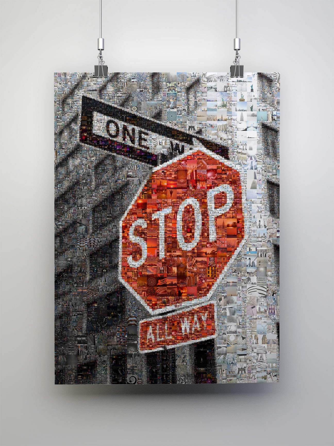 Vibrant Mosaic Stop Sign Artwork - Unique Urban Wall Decor for Home or Office AtelierMosaics