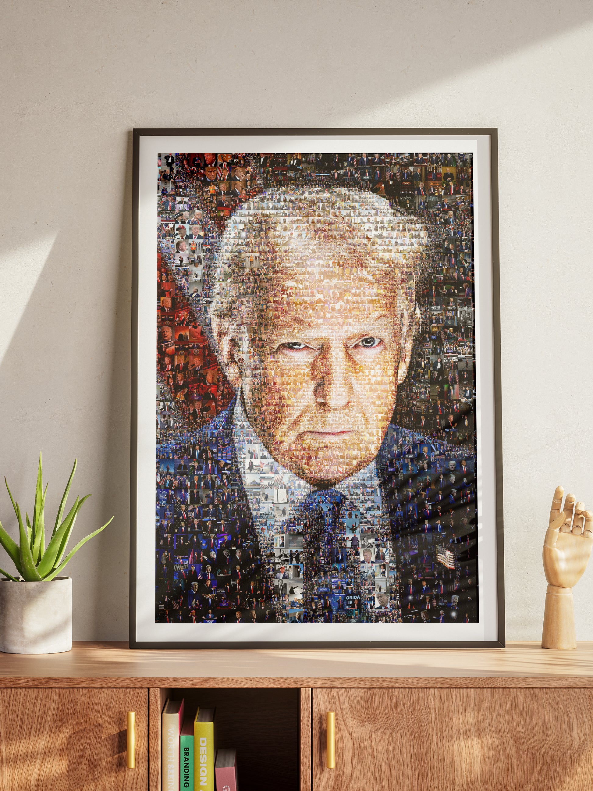 Stunning Mosaic Portrait of Donald Trump - Unique Art Piece Capturing Iconic Moments AtelierMosaics