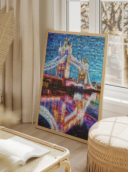 Stunning London Mosaic Artwork - Iconic Tower Bridge and Cityscape Art Piece for Home or Office Decor AtelierMosaics