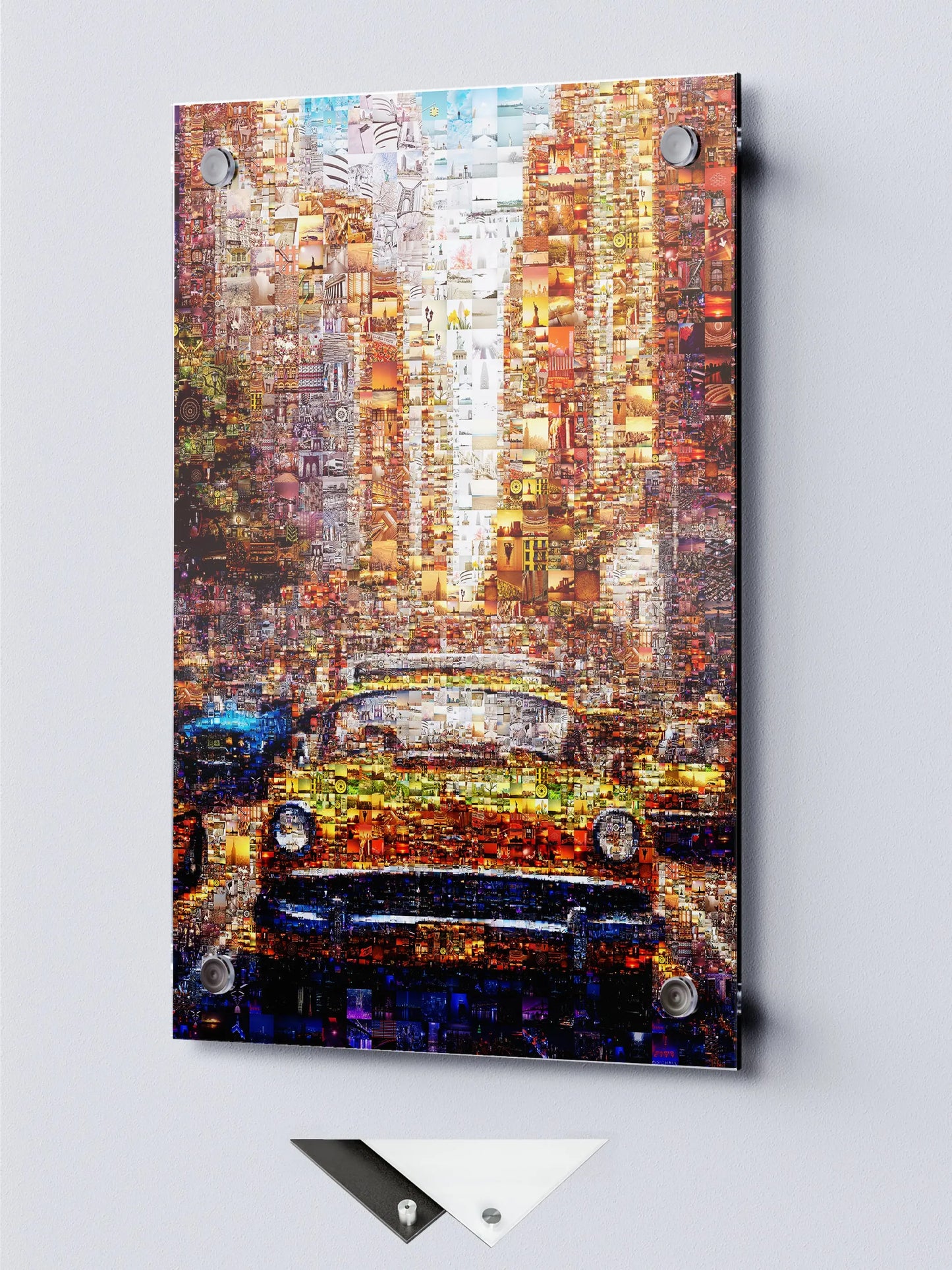 Vibrant Mosaic Artwork: Classic Yellow Cab in Cityscape | Stunning Multi-Image Collage for Home Decor AtelierMosaics