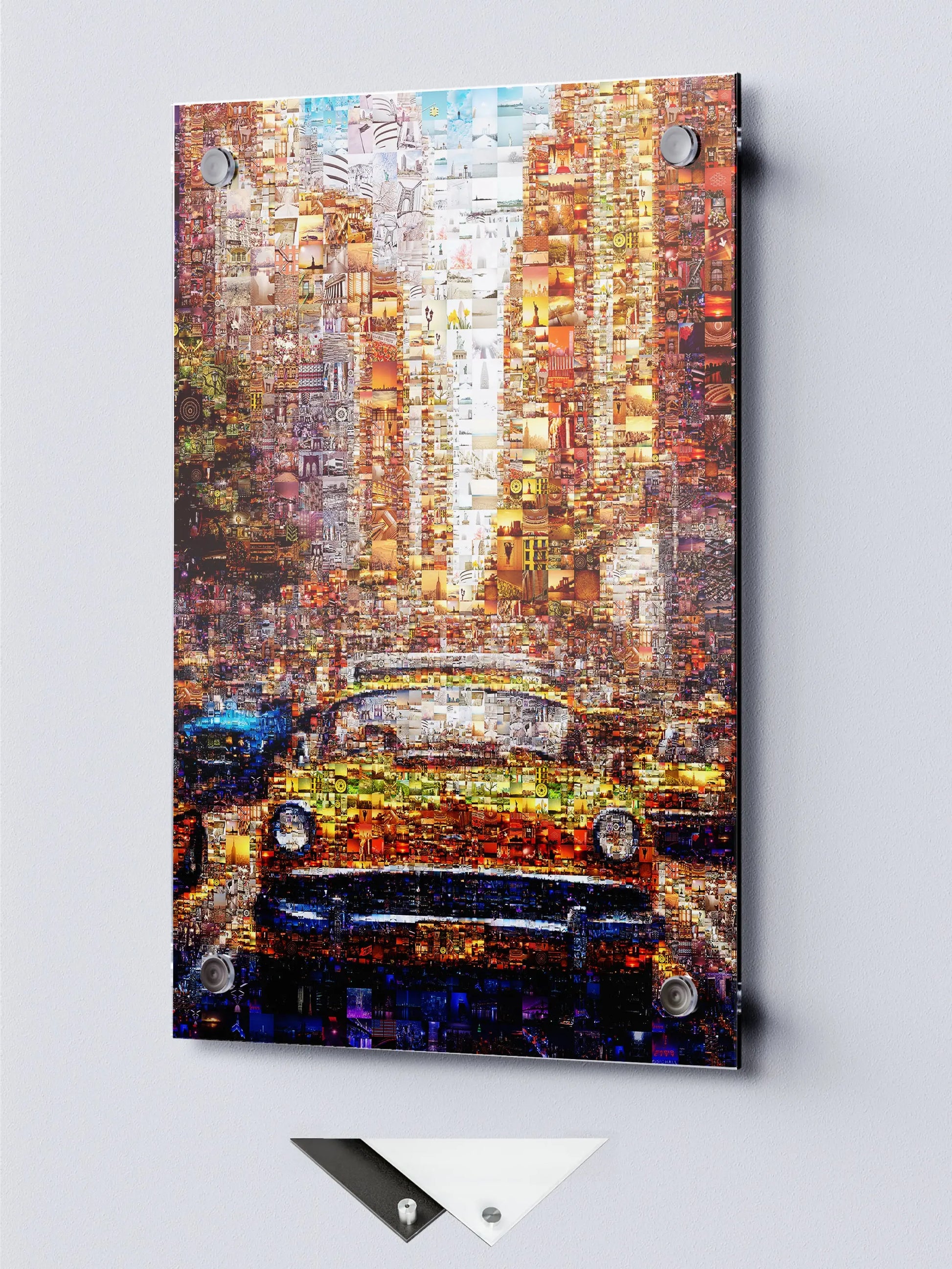 Vibrant Mosaic Artwork: Classic Yellow Cab in Cityscape | Stunning Multi-Image Collage for Home Decor AtelierMosaics