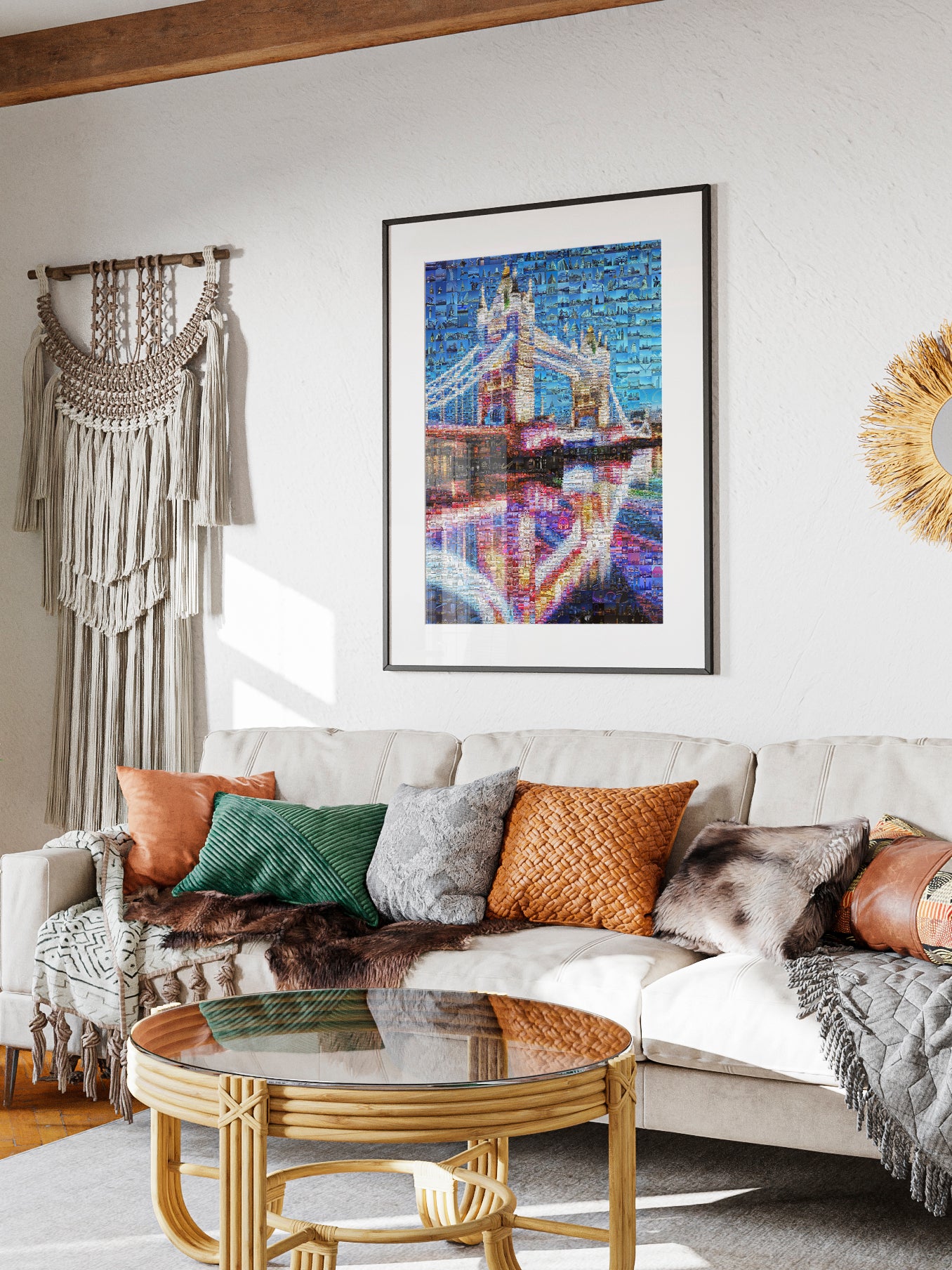 Stunning London Mosaic Artwork - Iconic Tower Bridge and Cityscape Art Piece for Home or Office Decor AtelierMosaics