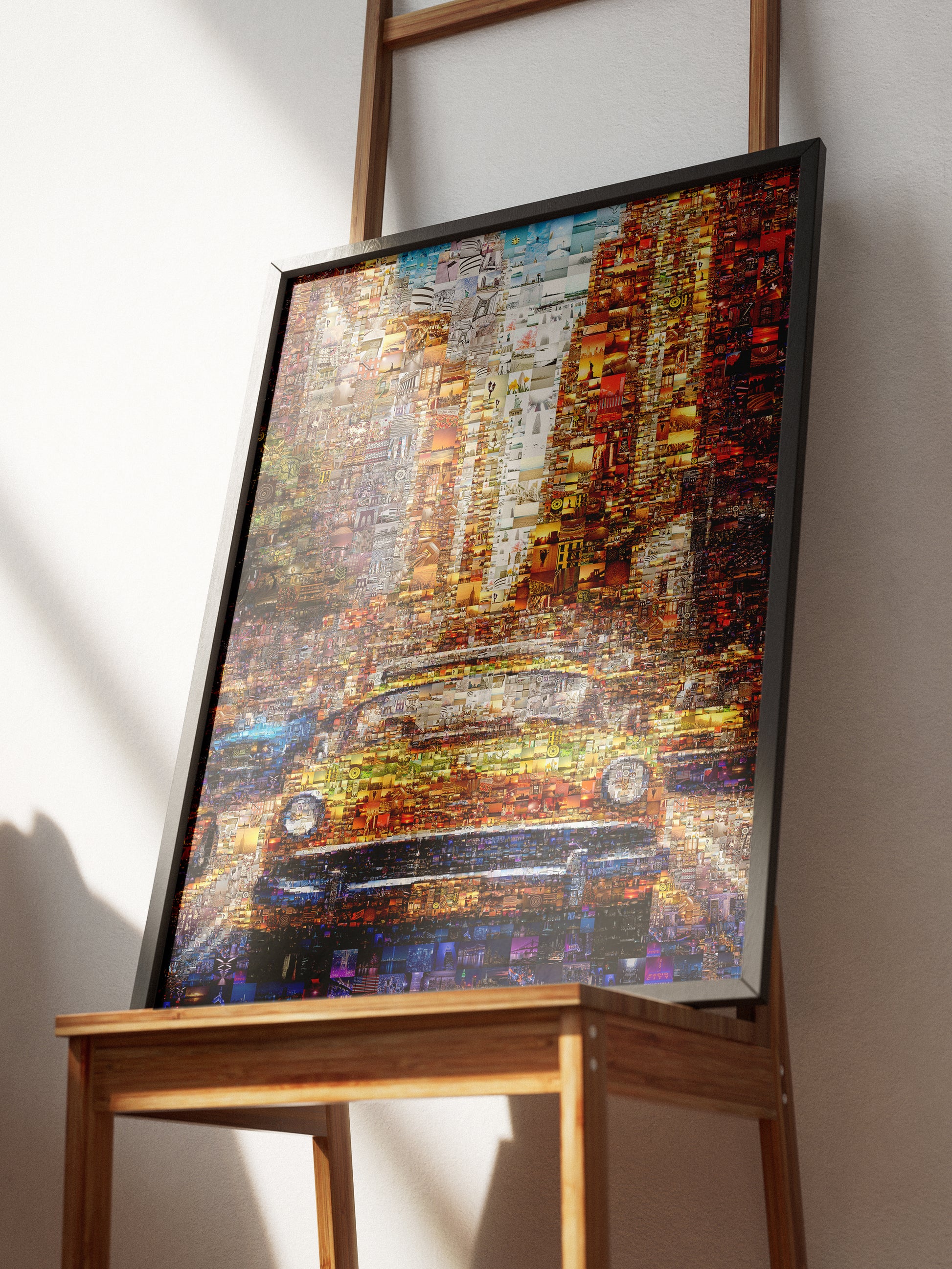 Vibrant Mosaic Artwork: Classic Yellow Cab in Cityscape | Stunning Multi-Image Collage for Home Decor AtelierMosaics
