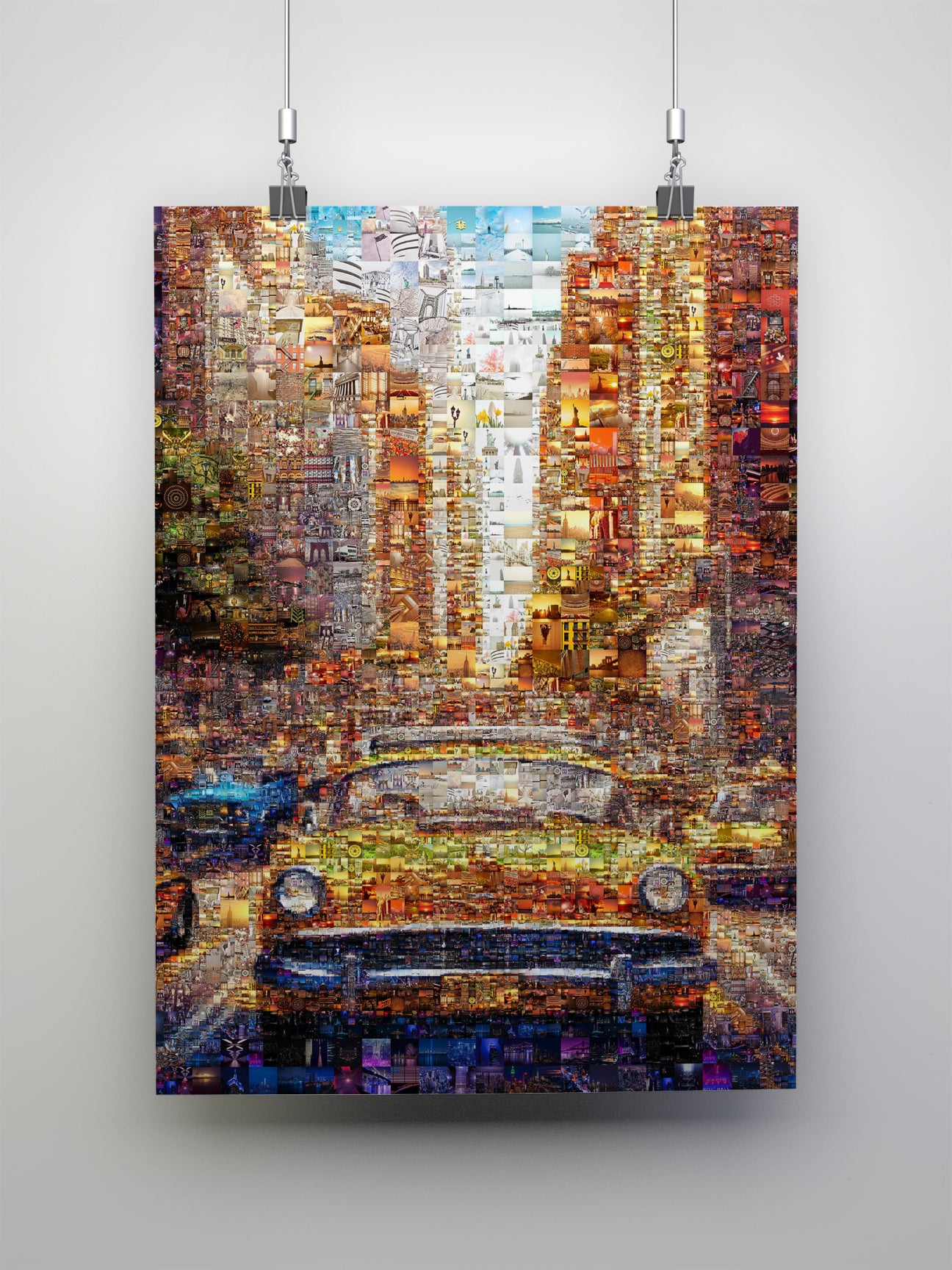 Vibrant Mosaic Artwork: Classic Yellow Cab in Cityscape | Stunning Multi-Image Collage for Home Decor AtelierMosaics