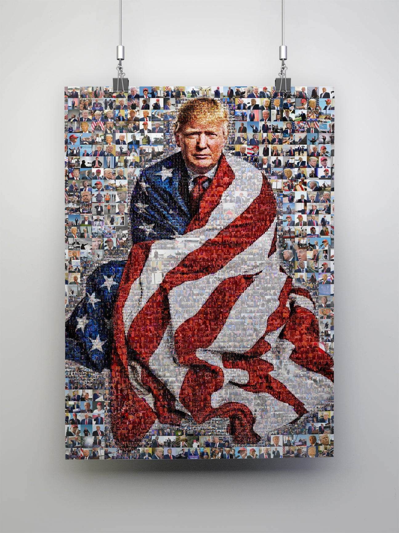 Donald Trump American flag patriotic wall art mosaic - patriotic political canvas