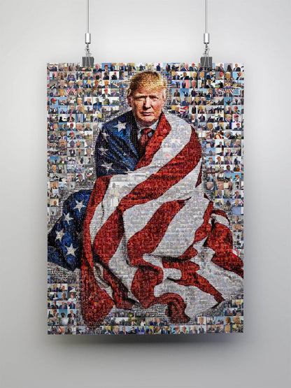 Donald Trump American flag patriotic wall art mosaic - patriotic political canvas