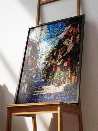 Tokyo Mosaic Art — Traditional Alley with Lanterns - AtelierMosaics