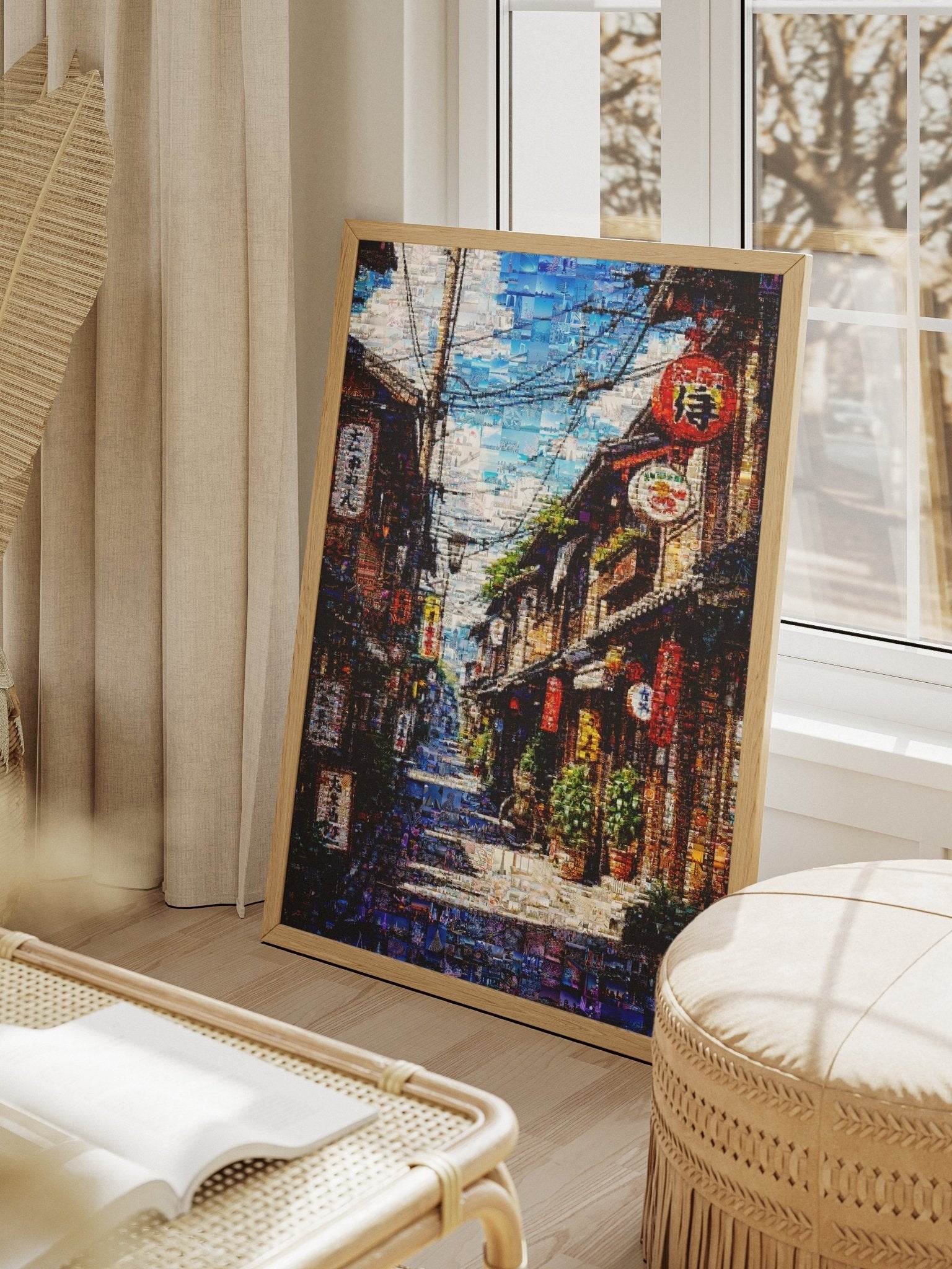 Tokyo Mosaic Art — Traditional Alley with Lanterns - AtelierMosaics