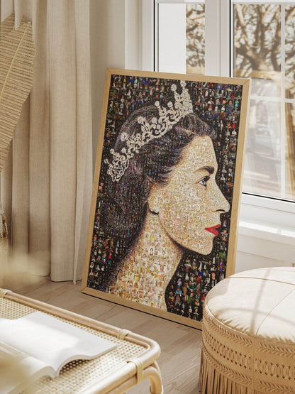 Elegant Mosaic Artwork of Queen Elizabeth II - Timeless Tribute to a Royal Icon - AtelierMosaics