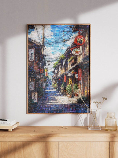 Tokyo Mosaic Art — Traditional Alley with Lanterns - AtelierMosaics