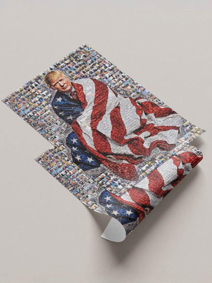 Donald Trump American flag patriotic wall art mosaic canvas - patriotic political wall art