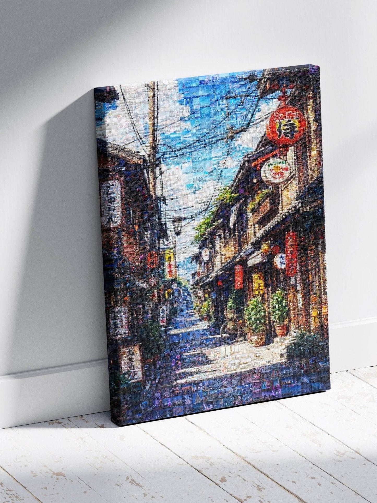 Tokyo Mosaic Art — Traditional Alley with Lanterns - AtelierMosaics