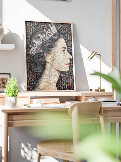 Elegant Mosaic Artwork of Queen Elizabeth II - Timeless Tribute to a Royal Icon - AtelierMosaics