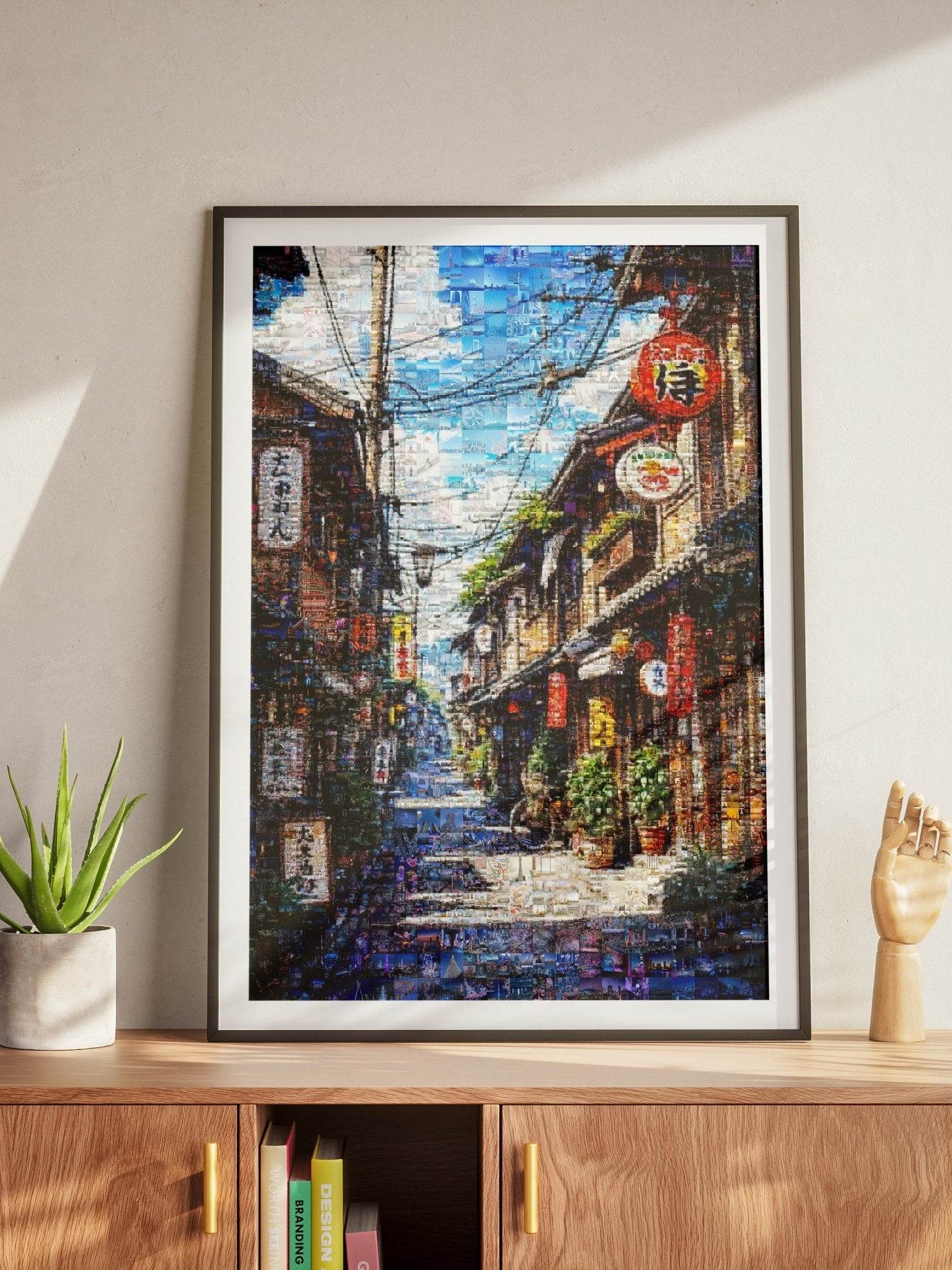 Tokyo Mosaic Art — Traditional Alley with Lanterns - AtelierMosaics