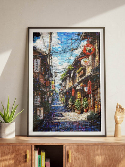 Tokyo Mosaic Art — Traditional Alley with Lanterns - AtelierMosaics