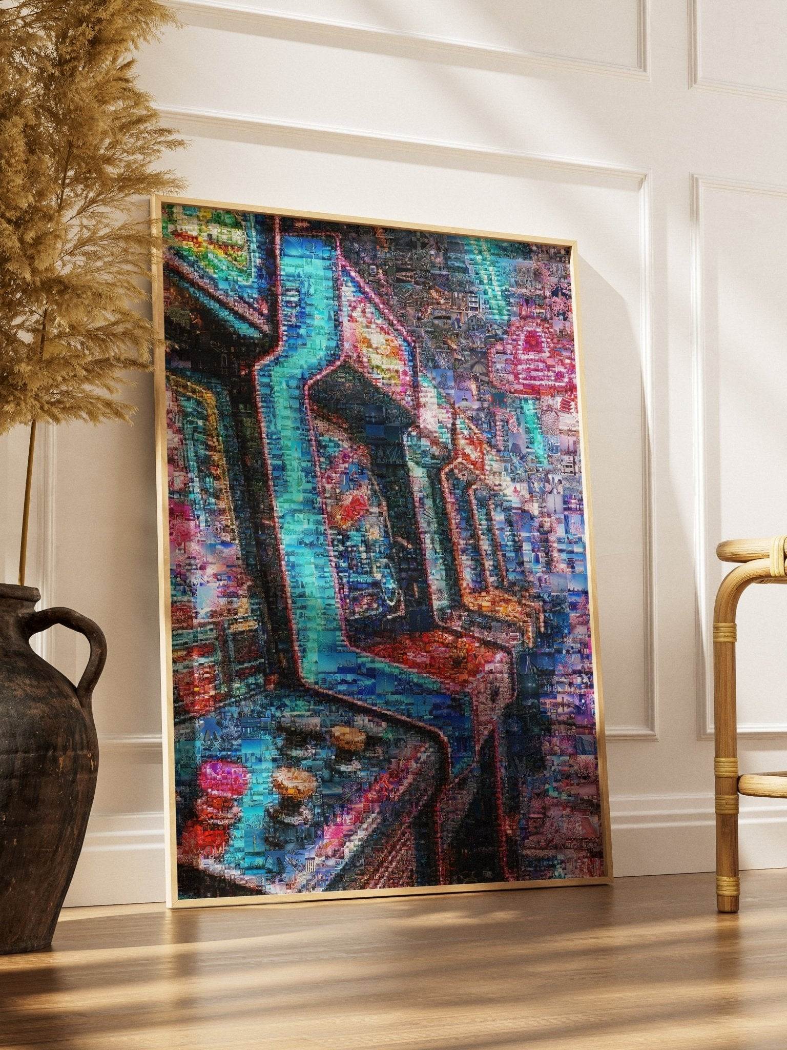 Tokyo Arcade Nights – Japanese Mosaic Wall Art - AtelierMosaics