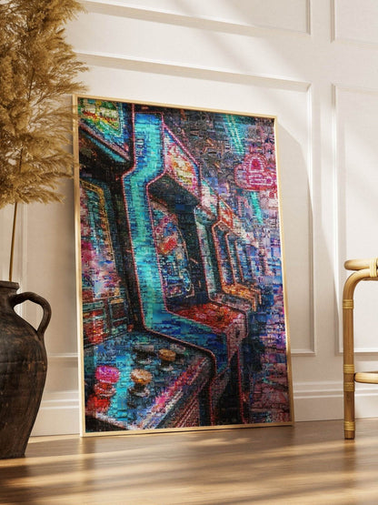 Tokyo Arcade Nights – Japanese Mosaic Wall Art - AtelierMosaics