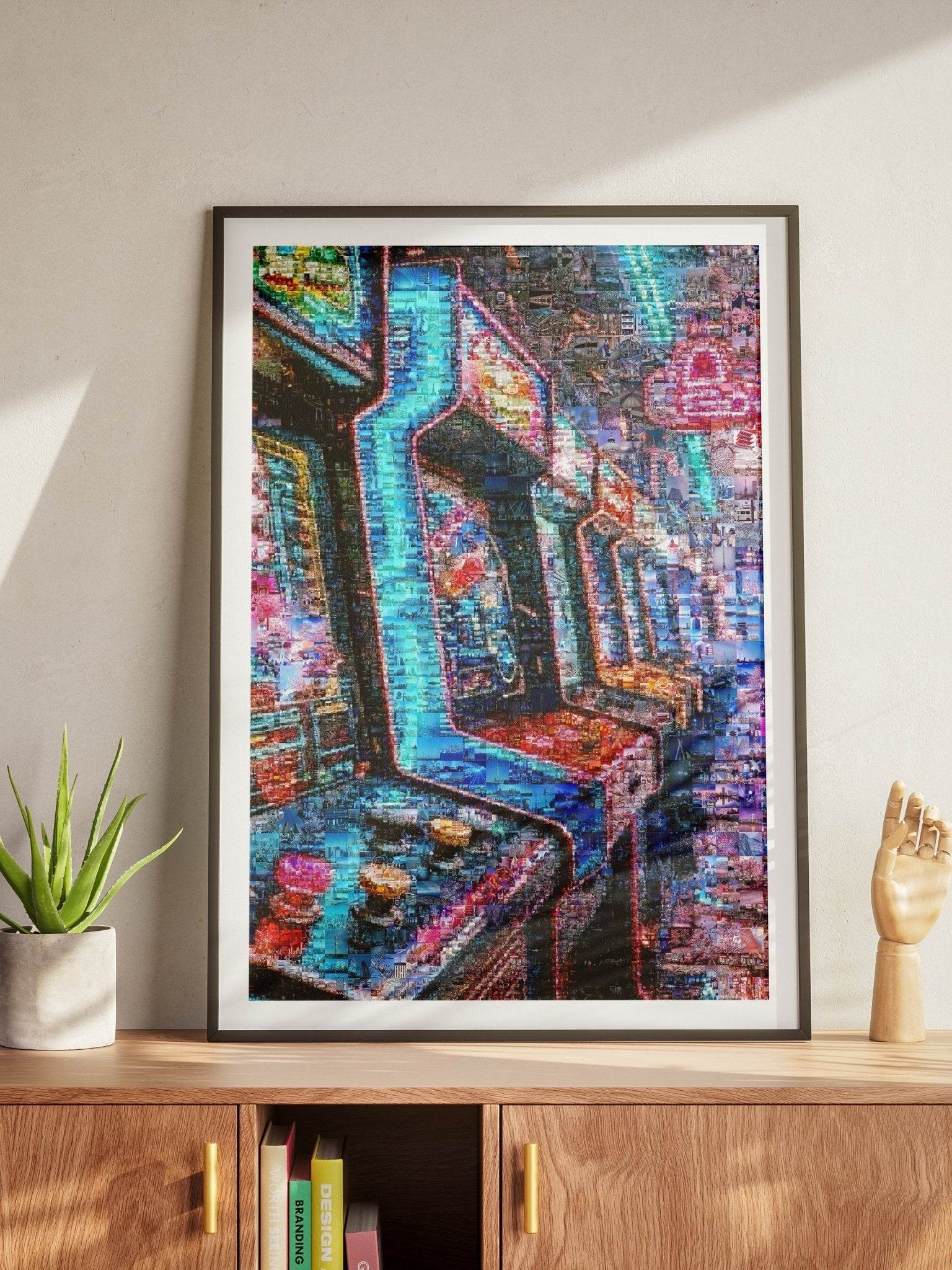 Tokyo Arcade Nights – Japanese Mosaic Wall Art - AtelierMosaics