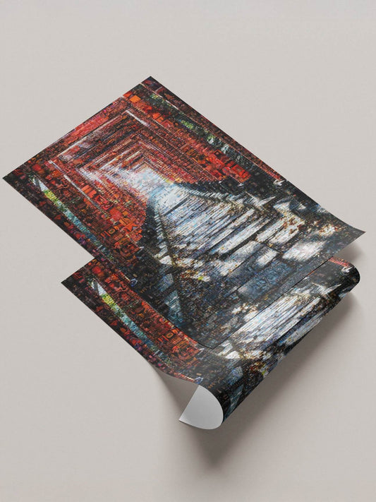 Fushimi Inari Torii Kyoto mosaic canvas - Japanese shrine wall art