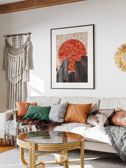 Rising Sun Over Tokyo – Japanese Mosaic Wall Art - AtelierMosaics