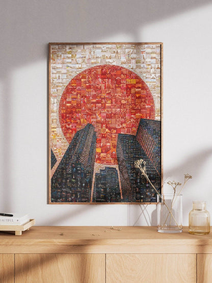 Rising Sun Over Tokyo – Japanese Mosaic Wall Art - AtelierMosaics
