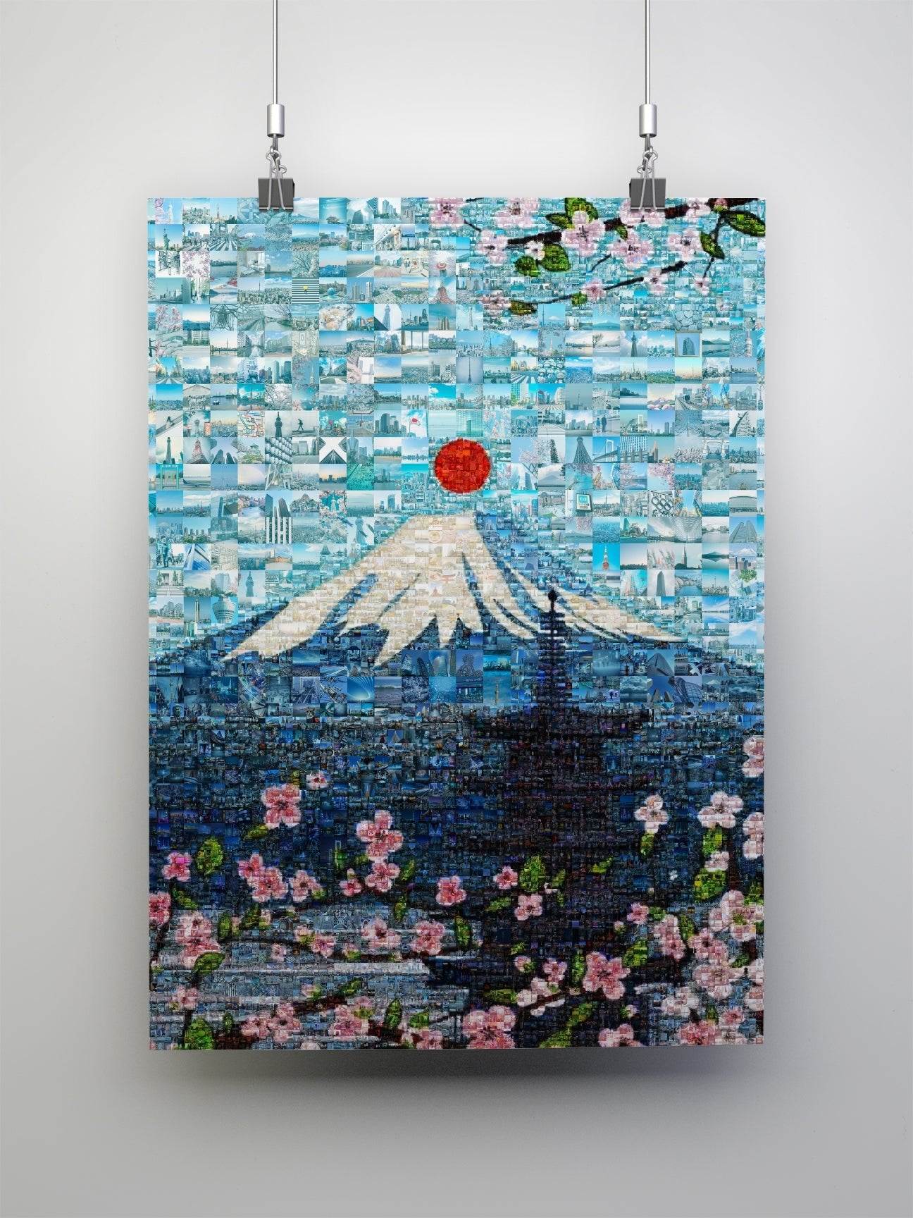 Tokyo Mosaic Art — Mount Fuji and Pagoda Framed by Sakura - AtelierMosaics