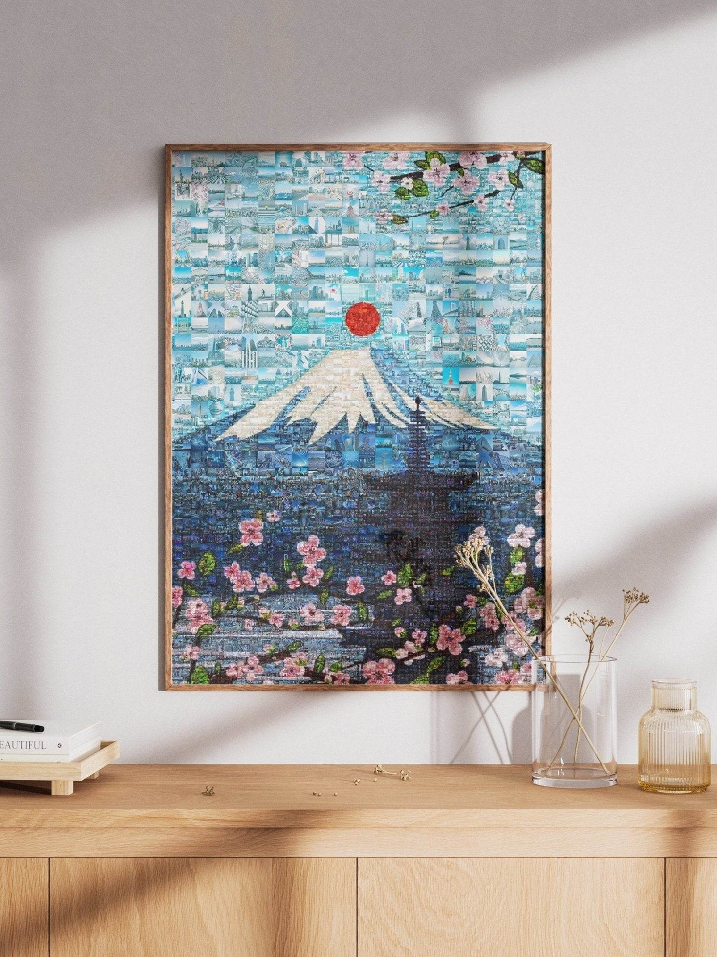 Tokyo Mosaic Art — Mount Fuji and Pagoda Framed by Sakura - AtelierMosaics