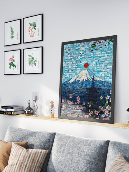 Tokyo Mosaic Art — Mount Fuji and Pagoda Framed by Sakura - AtelierMosaics
