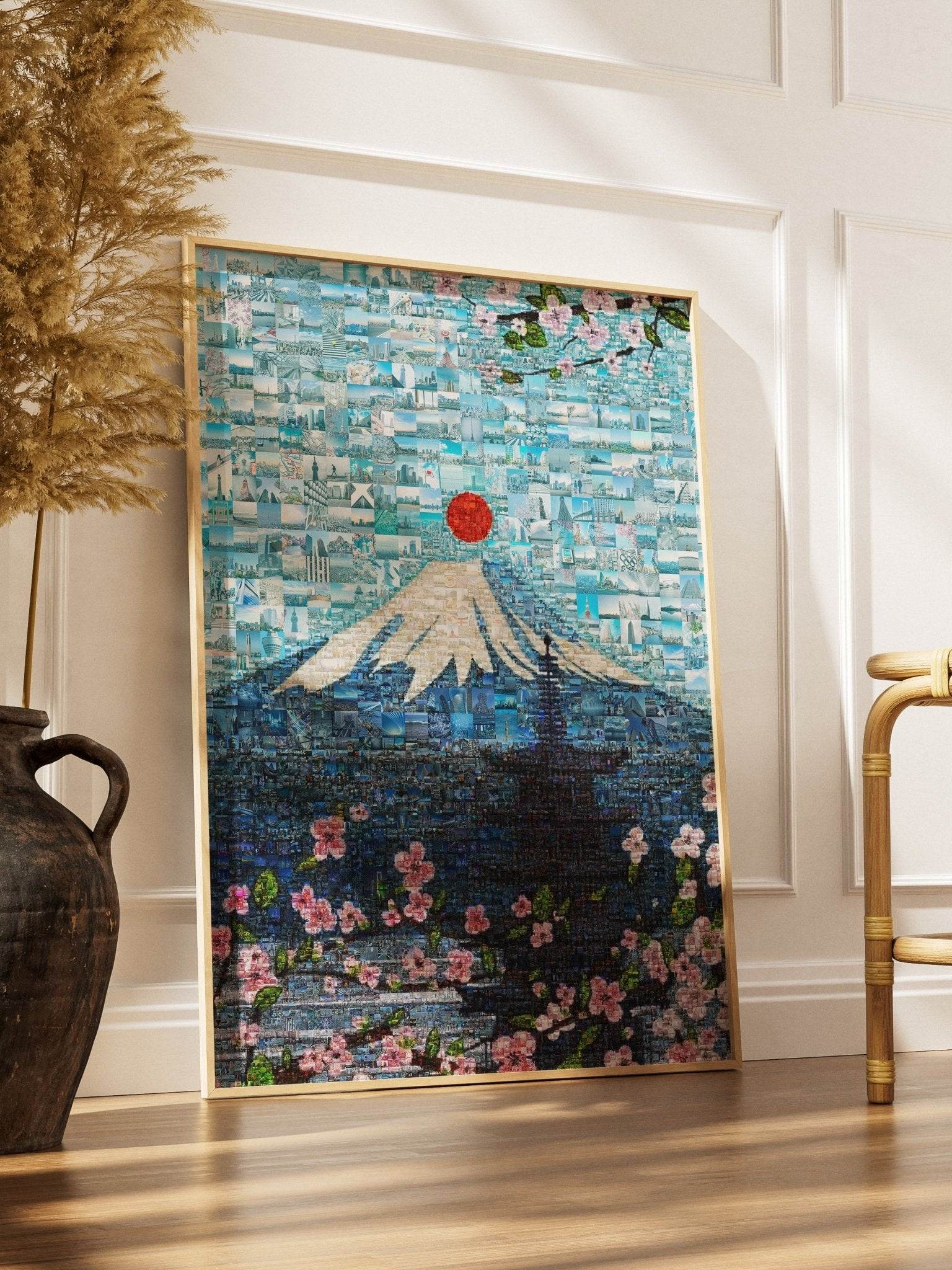 Tokyo Mosaic Art — Mount Fuji and Pagoda Framed by Sakura - AtelierMosaics