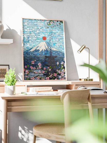 Tokyo Mosaic Art — Mount Fuji and Pagoda Framed by Sakura - AtelierMosaics