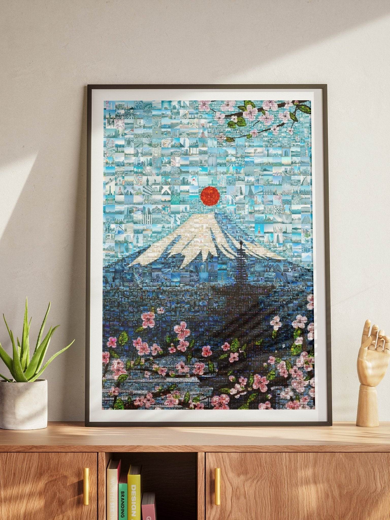 Tokyo Mosaic Art — Mount Fuji and Pagoda Framed by Sakura - AtelierMosaics