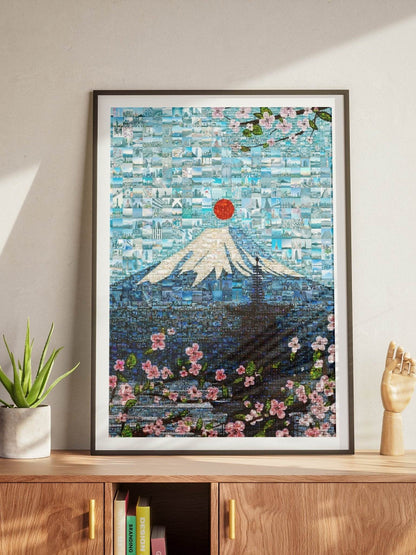 Tokyo Mosaic Art — Mount Fuji and Pagoda Framed by Sakura - AtelierMosaics