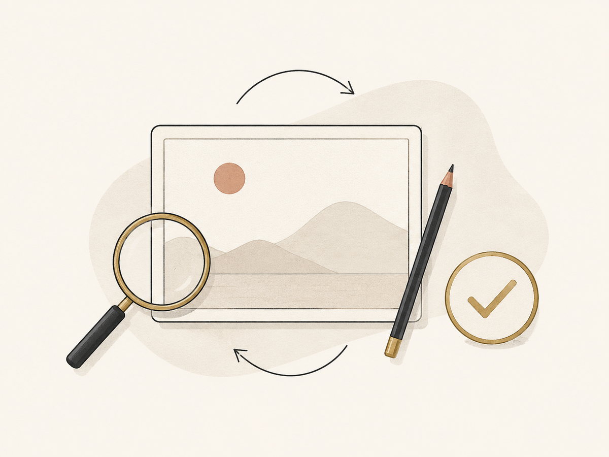 Illustration of reviewing and approving a custom photo mosaic proof