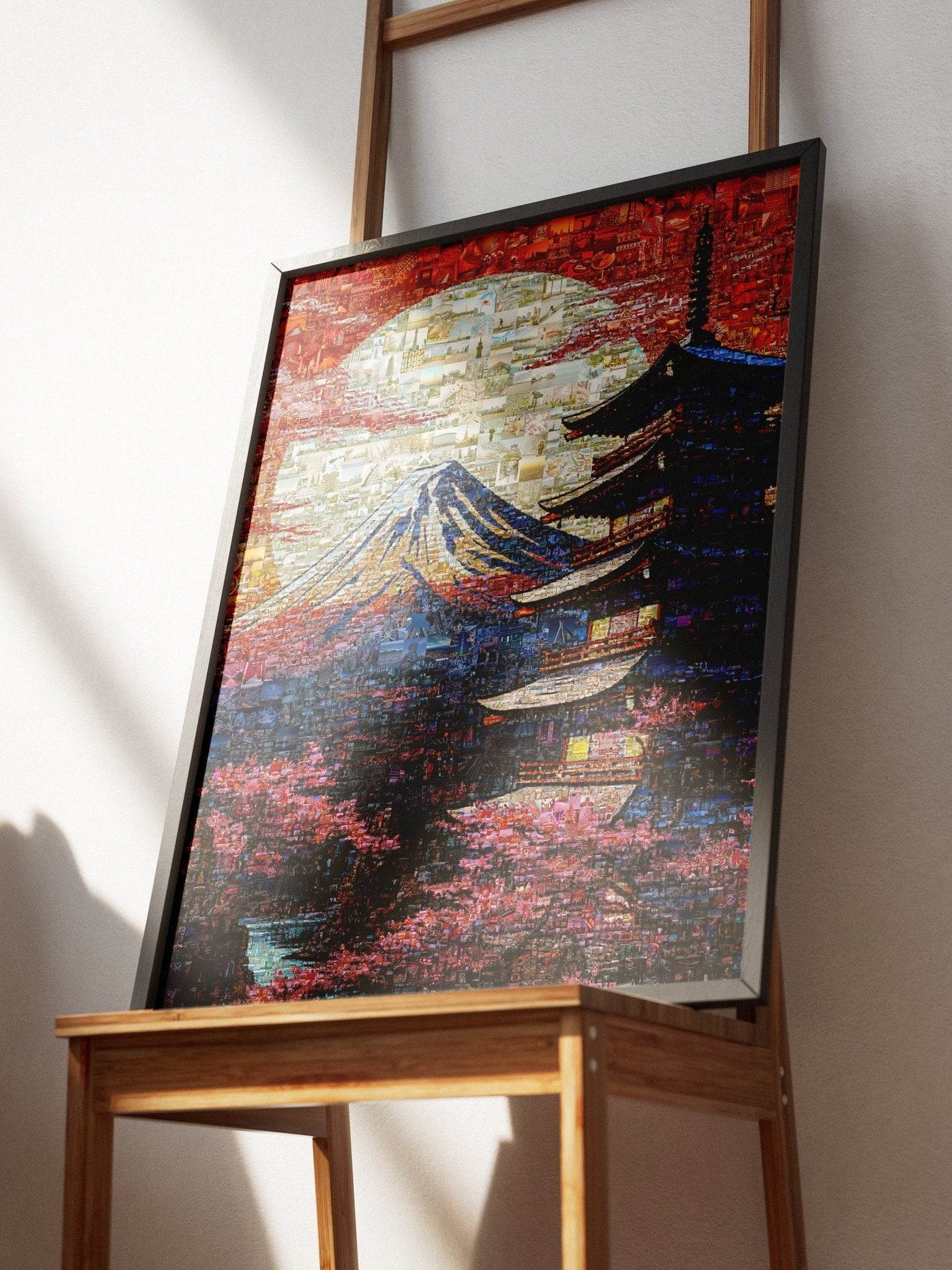Mount Fuji & Pagoda – Japanese Mosaic Wall Art - AtelierMosaics