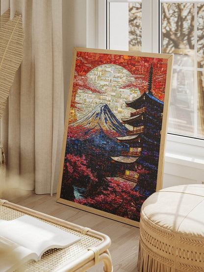 Mount Fuji & Pagoda – Japanese Mosaic Wall Art - AtelierMosaics