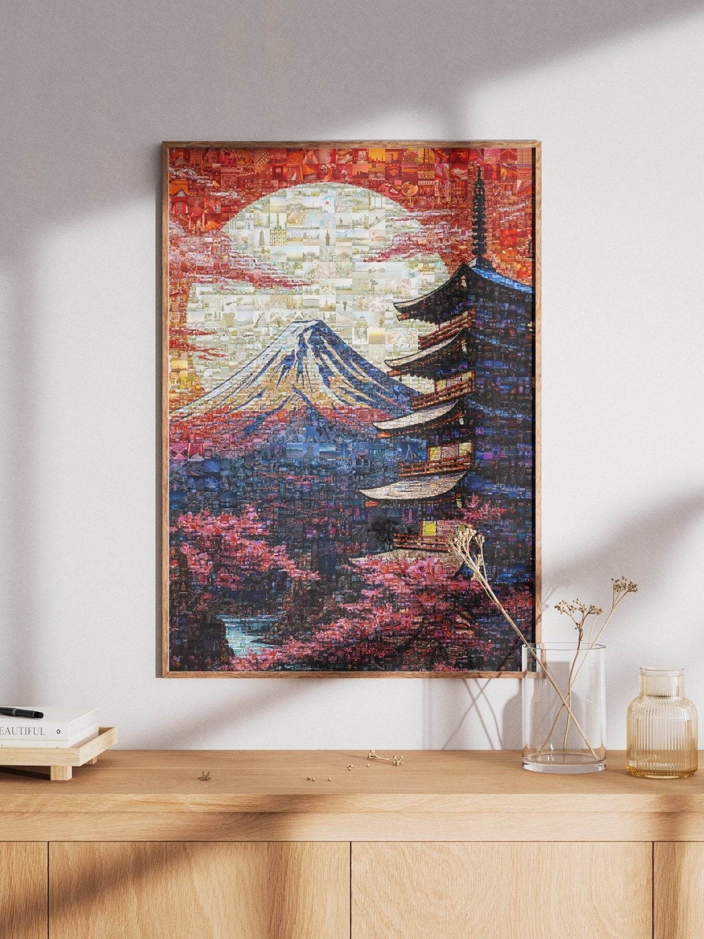 Mount Fuji & Pagoda – Japanese Mosaic Wall Art - AtelierMosaics