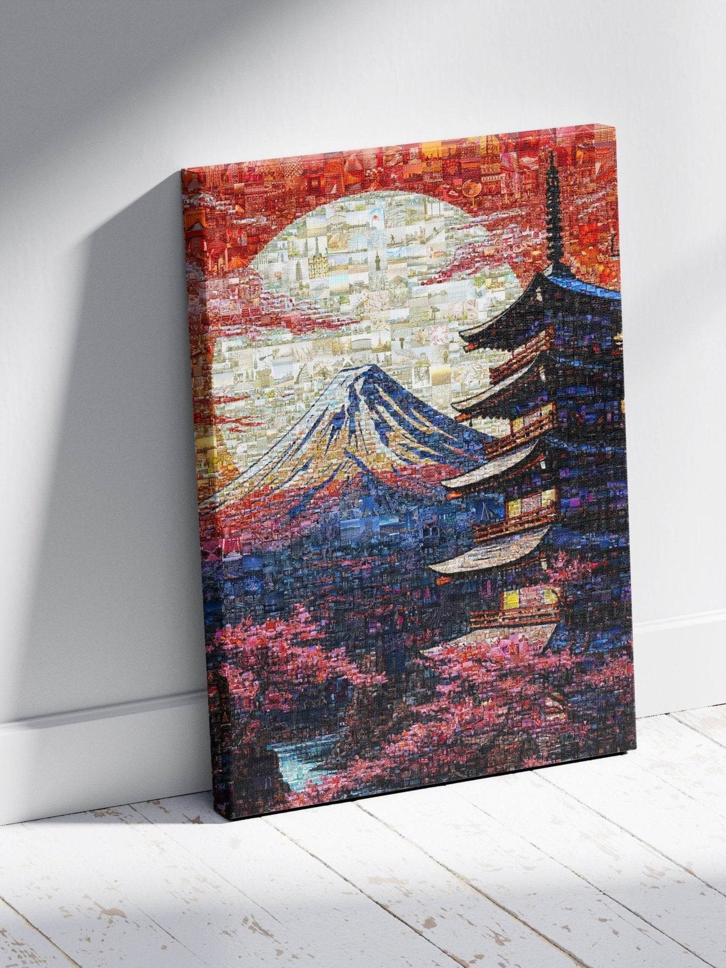 Mount Fuji & Pagoda – Japanese Mosaic Wall Art - AtelierMosaics