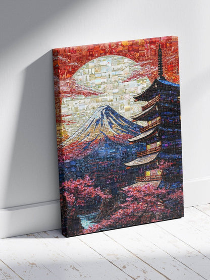Mount Fuji & Pagoda – Japanese Mosaic Wall Art - AtelierMosaics