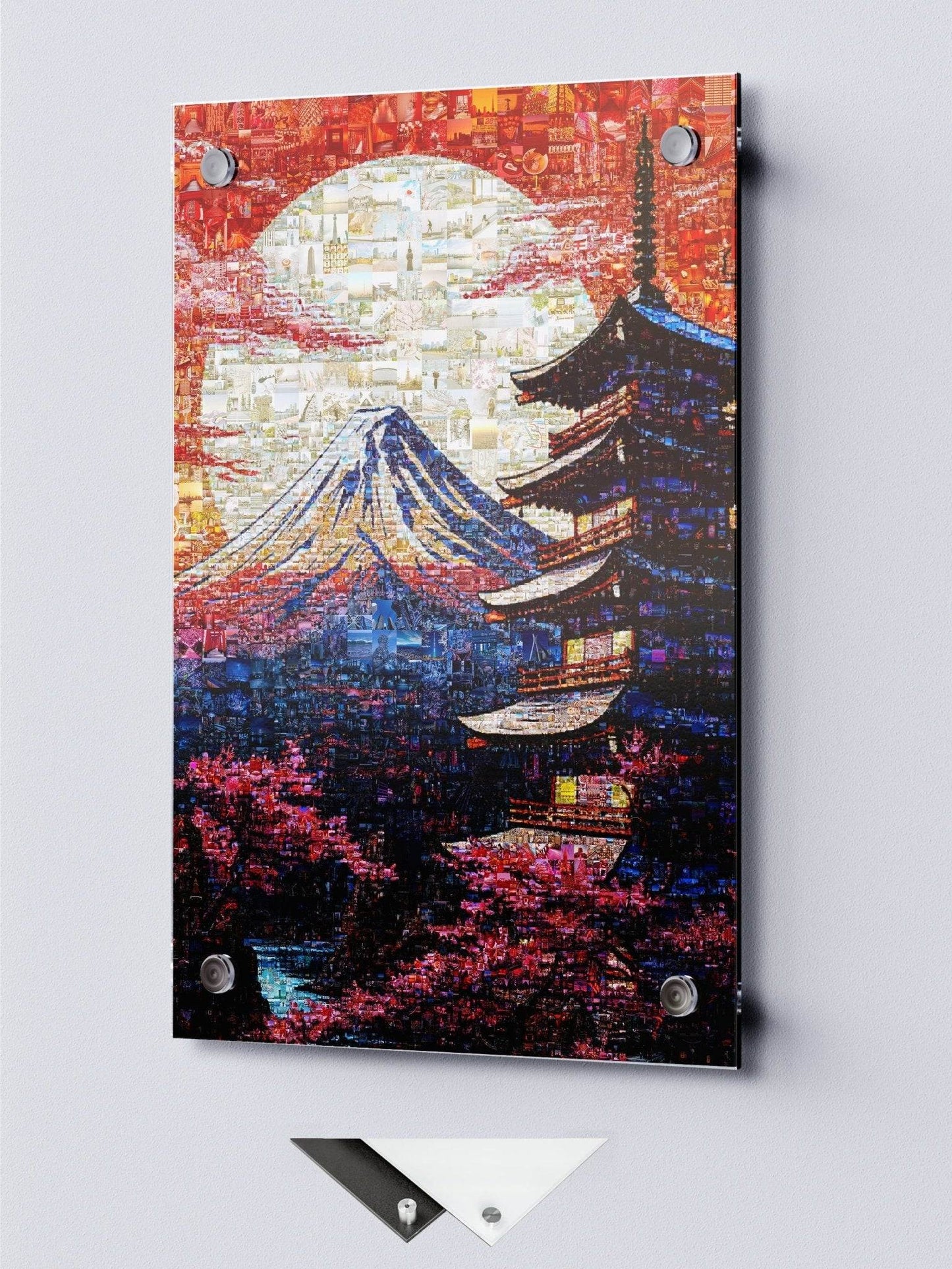 Mount Fuji & Pagoda – Japanese Mosaic Wall Art - AtelierMosaics